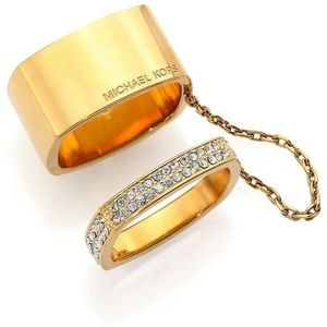 Michael Kors Heritage Logo Chained Square Ring Set